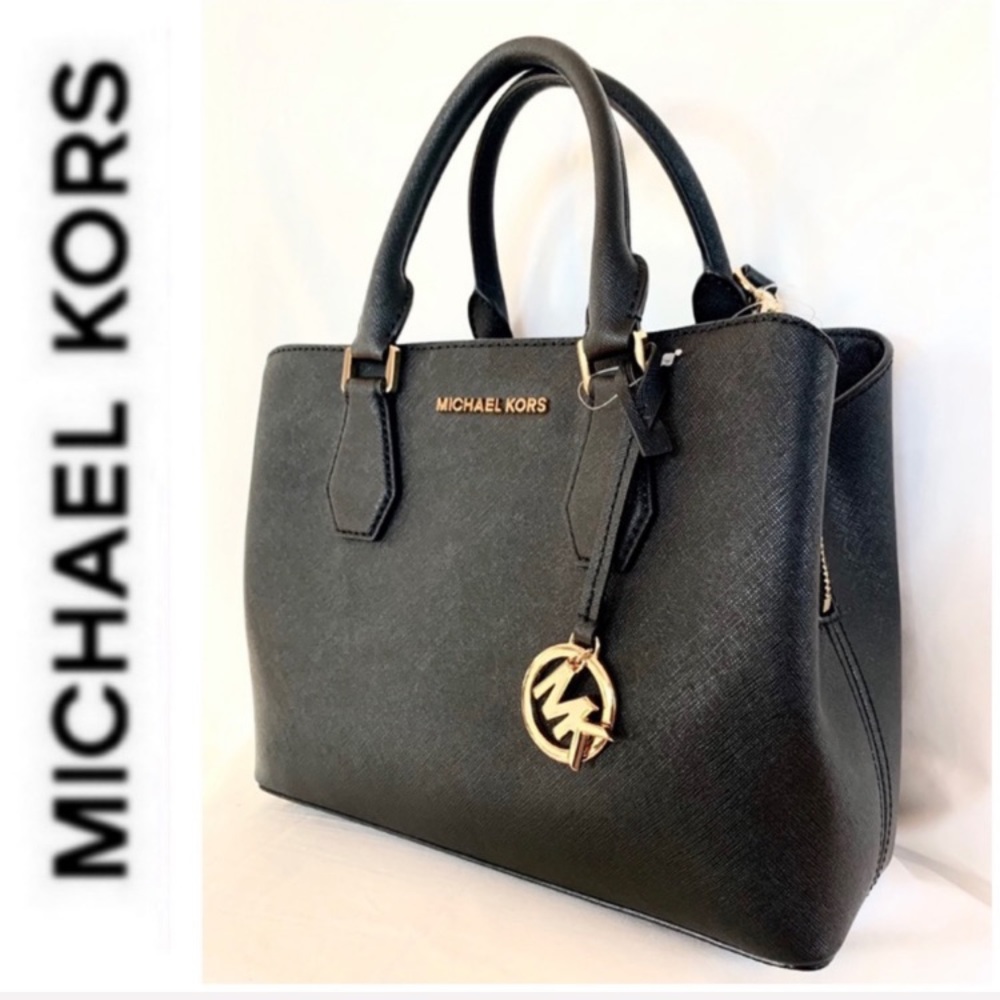 EUC authentic MK genuine leather satchel black